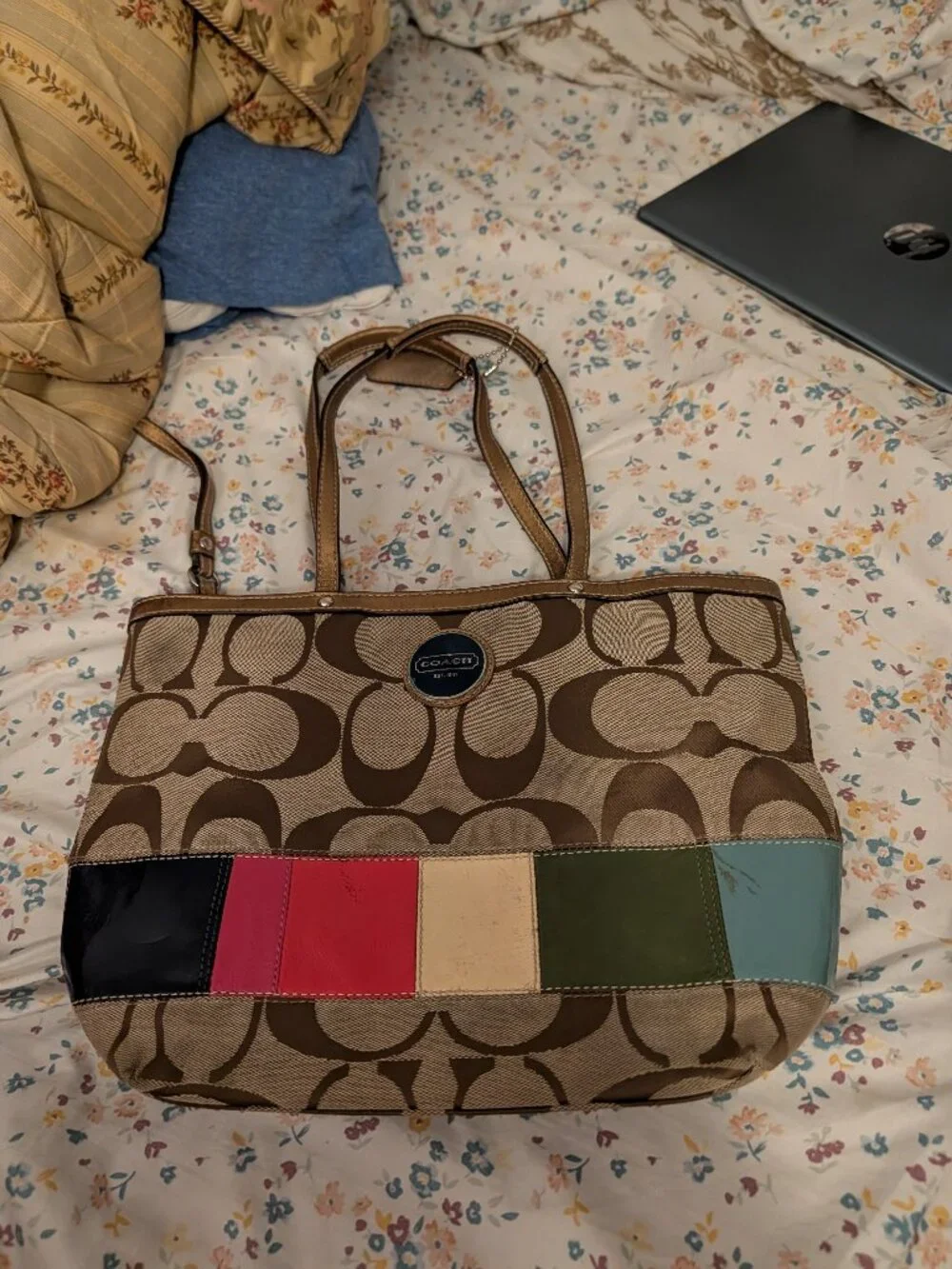 Coach Legacy Rainbow Stripe Signature Jacquard Tote F15588